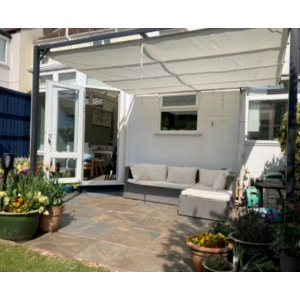 Wall Mounted Pergola Lean To Gazebo Garden Patio Sun Shade Retractable Canopy - Image 4