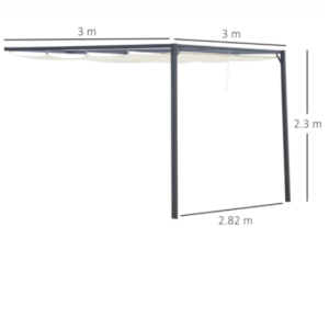 Wall Mounted Pergola Lean To Gazebo Garden Patio Sun Shade Retractable Canopy - Image 6