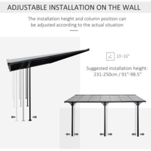 Wall Mounted Pergola Outdoor Aluminium Gazebo Lean To Patio Post Structure Roof - Image 12
