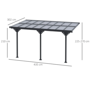 Wall Mounted Pergola Outdoor Aluminium Gazebo Lean To Patio Post Structure Roof - Image 13