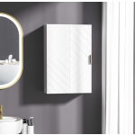 White Bathroom Cabinet Modern Gold Metal Cupboard Contemporary Storage Door Unit