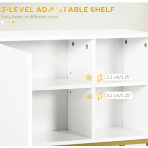 White Bathroom Cabinet Small Wall Shelf Metal Gold Towel Storage Modern Cupboard - Image 4