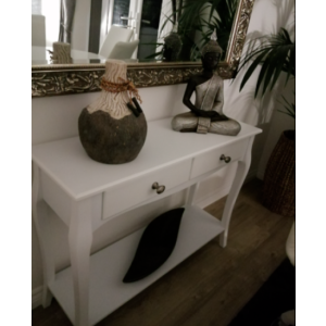 French Console Table Hallway 2 Drawer Storage Shelf Shabby Chic Style Furniture - Image 3