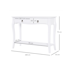 French Console Table Hallway 2 Drawer Storage Shelf Shabby Chic Style Furniture - Image 4