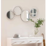 Round Wall Mirror Contemporary Home Room Decor Large Silver Metal Decorative Modern Set