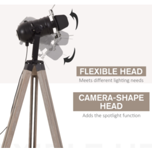 Industrial Floor Lamp Vintage Retro Tripod Spotlight Searchlight Camera Lighting - Image 3