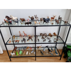 Glass Console Table Side Metal Hall Display Cabinet Modern Black Shelving Unit - Image 4