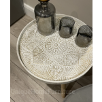 Small Side Table White Round Plant Lamp Stand Wooden Vintage Retro End Furniture