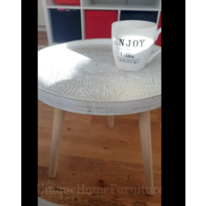 Small Side Table White Round Plant Lamp Stand Wooden Vintage Retro End Furniture - Image 3