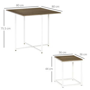 Dining Table Set Industrial 4 Chairs/Stools Rustic Metal Space Saving Breakfast - Image 4