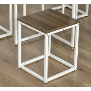 Dining Table Set Industrial 4 Chairs/Stools Rustic Metal Space Saving Breakfast - Image 7