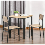 Dining Table 2 Chairs Small Square Kitchen Furniture Rustic Metal Breakfast Set