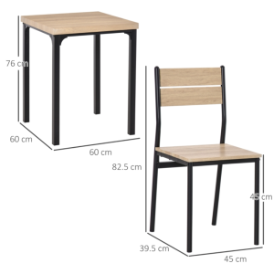 Dining Table 2 Chairs Small Square Kitchen Furniture Rustic Metal Breakfast Set - Image 5