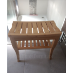 Wooden Bathroom Stool Solid Wood Bench Rustic Seat Storage Shelf Small Chair