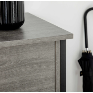 Grey Console Table Rustic Wood Side Cabinet Hallway Metal Storage Sideboard Unit - Image 2