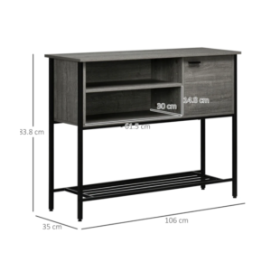 Grey Console Table Rustic Wood Side Cabinet Hallway Metal Storage Sideboard Unit - Image 5