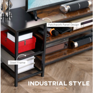 Industrial TV Stand Vintage Media Unit Rustic Metal Cabinet Large Storage Shelf - Image 3
