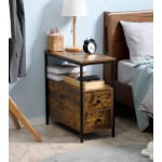 Industrial Side Table Rustic Metal Sofa End Small Console Drawer Cabinet Unit