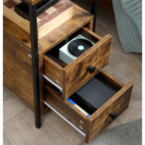 Industrial Side Table Rustic Metal Sofa End Small Console Drawer Cabinet Unit - Image 4
