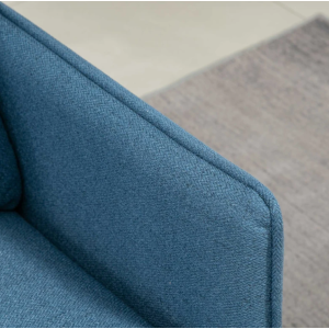2 Seater Sofa Small Blue Couch Mid Century Style Retro Fabric Modern Love Seat - Image 5