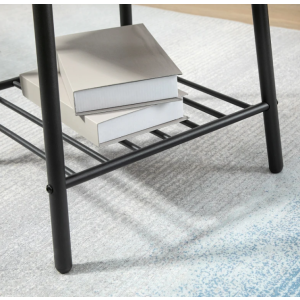 Industrial Side Table Wooden Square Storage Shelf Rustic Metal End Vintage Unit - Image 3