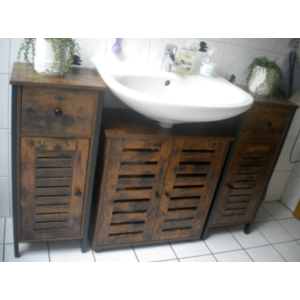 Under Sink Cabinet Vintage Industrial Cupboard Rustic Bathroom Vanity Shelf Unit - Image 2