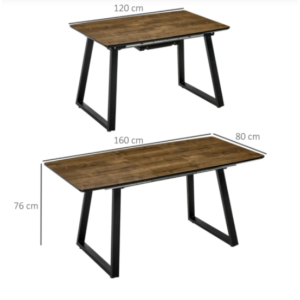 Extendable Dining Table Large Kitchen Furniture Vintage Industrial Rustic Metal - Image 6