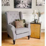 Wing Back Armchair Grey High Wingback Chair Occasional Accent Seat Vintage Sofa