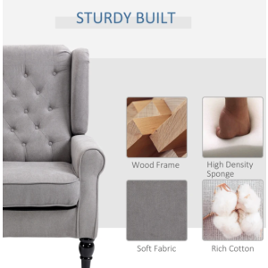 Wing Back Armchair Grey High Wingback Chair Occasional Accent Seat Vintage Sofa - Image 5