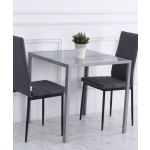 Square Dining Table Small Glass Kitchen Furniture Modern Grey Metal Space Saving