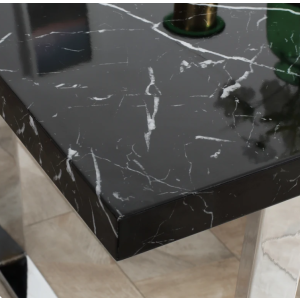 Luxury Dining Table Black Large Contemporary Furniture Modern Marble Effect Metal Room - Image 3