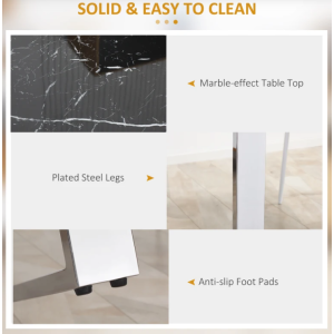 Luxury Dining Table Black Large Contemporary Furniture Modern Marble Effect Metal Room - Image 5