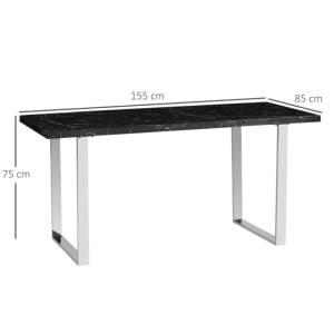 Luxury Dining Table Black Large Contemporary Furniture Modern Marble Effect Metal Room - Image 7