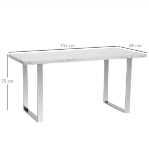 Luxury Dining Table White Large Contemporary Furniture Modern Marble Effect Metal Room - Image 3