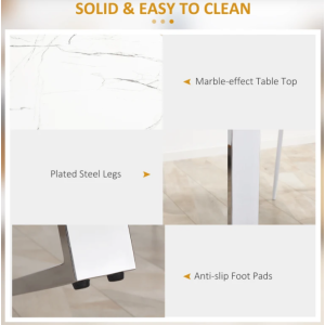 Luxury Dining Table White Large Contemporary Furniture Modern Marble Effect Metal Room - Image 5