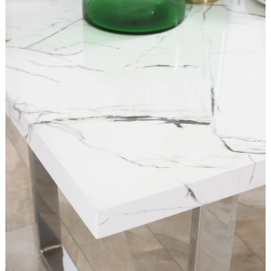 Luxury Dining Table White Large Contemporary Furniture Modern Marble Effect Metal Room - Image 6