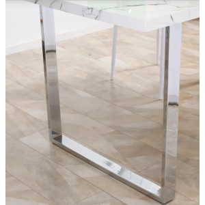 Luxury Dining Table White Large Contemporary Furniture Modern Marble Effect Metal Room - Image 7