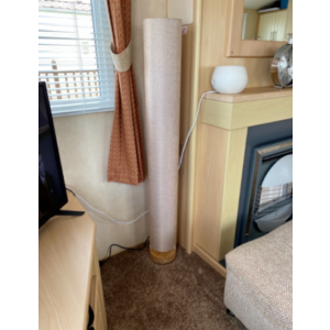 Modern Floor Lamp Wooden Base Free Standing Lighting Tall Vintage Fabric Shade - Image 3