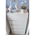 Narrow Chest 5 Drawers Modern White Sideboard Tall Slim Storage Bedroom Cabinet