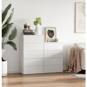 Narrow Chest 5 Drawers Modern White Sideboard Tall Slim Storage Bedroom Cabinet - Image 5