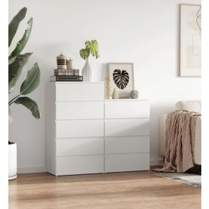 Narrow Chest 4 Drawers Modern White Sideboard Tall Slim Storage Bedroom Cabinet - Image 6