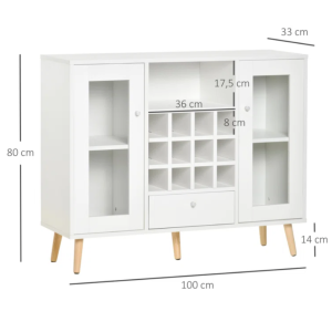 White Kitchen Cabinet Vintage Retro Storage Cupboard Mini Bar Wine Rack Pantry - Image 7