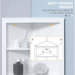 Tall Corner Cabinet Modern White Cupboard Storage Shelving Display Bathroom Unit - Image 4
