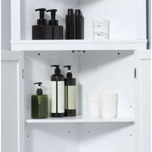 Tall Corner Cabinet Modern White Cupboard Storage Shelving Display Bathroom Unit - Image 3