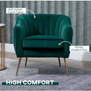 Modern Fabric Armchair Luxury Lounge Chair Occasional Accent Seat Teal Bedroom - Image 6