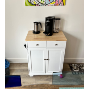 Wooden Side Cabinet Shabby Chic Storage Cupboard Rustic White Oak Sideboard Unit - Image 3