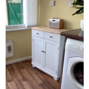 Wooden Side Cabinet Shabby Chic Storage Cupboard Rustic White Oak Sideboard Unit - Image 4