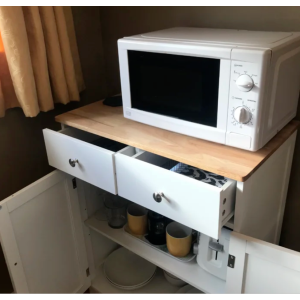 Wooden Side Cabinet Shabby Chic Storage Cupboard Rustic White Oak Sideboard Unit - Image 5