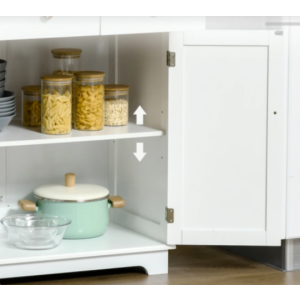Wooden Side Cabinet Shabby Chic Storage Cupboard Rustic White Oak Sideboard Unit - Image 6