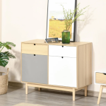 Scandinavian Storage Sideboard Rustic Wooden Side Cabinet Retro Cupboard Drawers